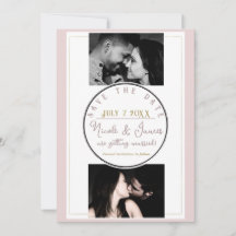 Oyster Roze & Goud Modern Minimal Save the Date