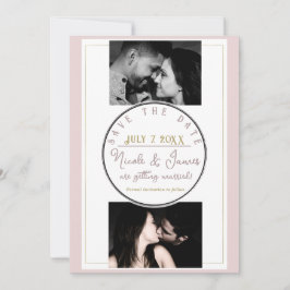 Oyster Roze & Goud Modern Minimal Save the Date