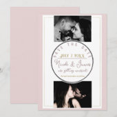 Oyster Roze & Goud Modern Minimal Save the Date (Voorkant / Achterkant)