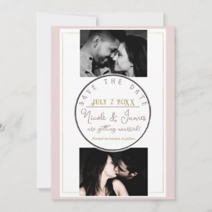 Oyster Roze & Goud Modern Minimal Save the Date