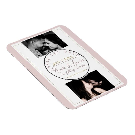 Oyster Roze & Goud Modern Minimal Save the Date Magneet (Rechterzijde)