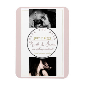 Oyster Roze & Goud Modern Minimal Save the Date Magneet