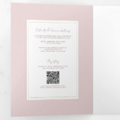 Oyster Roze & Goud Modern Minimal Wedding Drieluik Uitnodiging (Binnenzijde eerst)