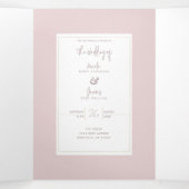 Oyster Roze & Goud Modern Minimal Wedding Drieluik Uitnodiging (Binnenkant midden)
