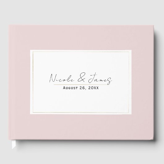 Oyster Roze & Goud Modern Minimal Wedding Gastenboek (Voorkant)