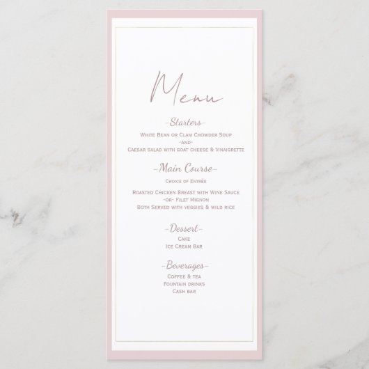 Oyster Roze & Goud Modern Minimal Wedding Menu (Voorkant)