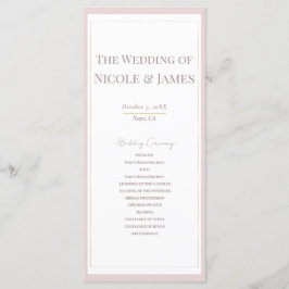 Oyster Roze & Goud Modern Minimal Wedding Programm Programmakaart