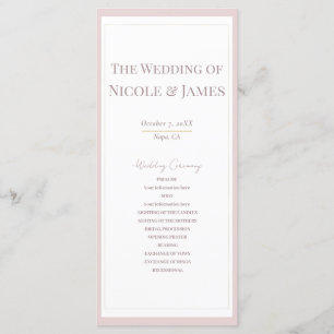 Oyster Roze & Goud Modern Minimal Wedding Programm Programmakaart
