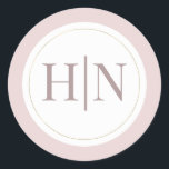 Oyster Roze & Goud Modern Minimal Wedding Ronde Sticker<br><div class="desc">Oyster Roze & Goud Moderne Minimale Trouwstickers</div>