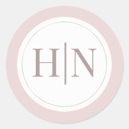 Oyster Roze & Goud Modern Minimal Wedding Ronde Sticker