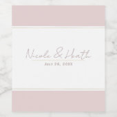 Oyster Roze & Goud Modern Minimal Wedding Wijn Etiket (Enkel label)