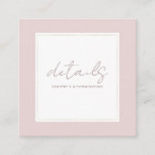 Oyster Roze & Goud Modern Minimale bruiloft Detail Vierkante Visitekaartje (Voorkant)