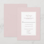 Oyster Roze & Goud Modern Minimale bruiloft RSVP Kaartje (Voorkant / Achterkant)