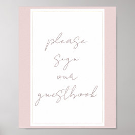 Oyster Roze & Goud Modern Wedding Guestbook Sign Poster