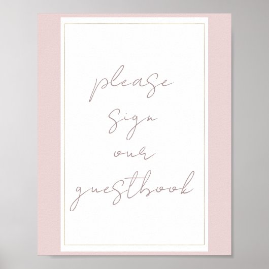 Oyster Roze & Goud Modern Wedding Guestbook Sign Poster (Voorkant)