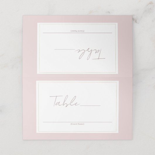 Oyster Roze & Goud Moderne Minimale Trouwtafel Plaatskaartje (Buitenkant ongevouwen)