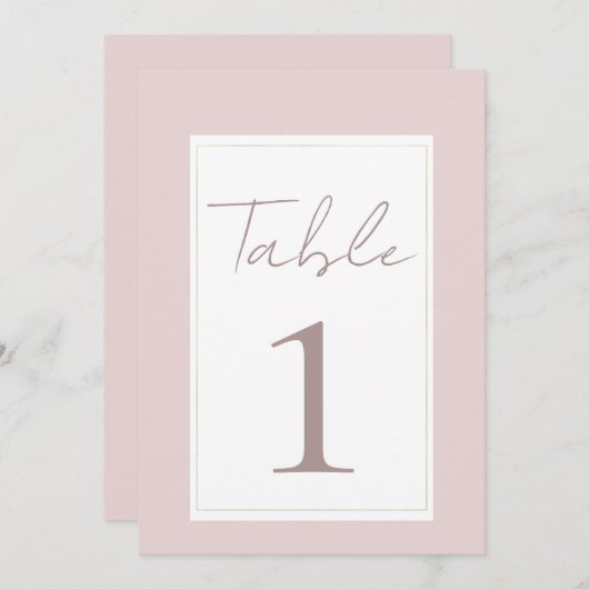Oyster Roze & Goud Moderne Trouwtafel Nummer Kaart (Voorkant / Achterkant)