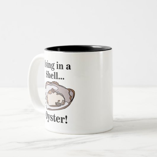 Oyster Shell Funny Tweekleurige Koffiemok (Voorkant links)