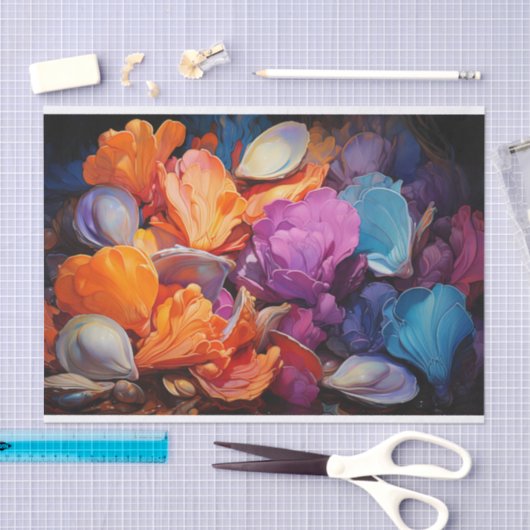 Oyster Shell Heldere Kleur Bloemen Decoupage Tissuepapier (Craft)