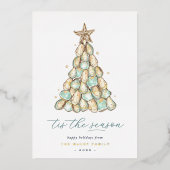 Oyster Shell Tree Coastal Christmas Photo Folie Feestdagenkaart (Voorkant)
