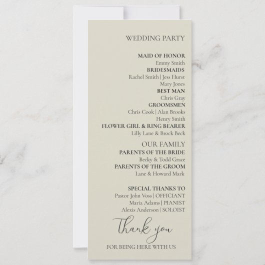 Oyster Shells Trouwprogramma (Achterkant)