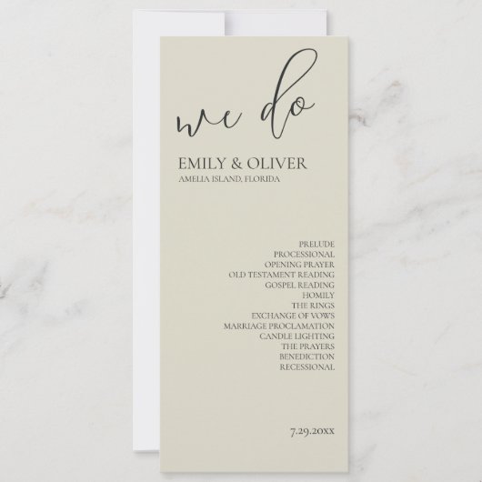 Oyster Shells Trouwprogramma (Voorkant)