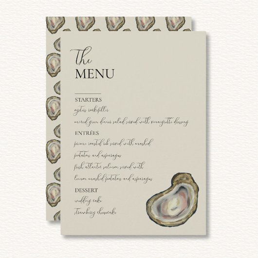 Oyster Shells Trouwtafel Menu Kaarten Flat Menu