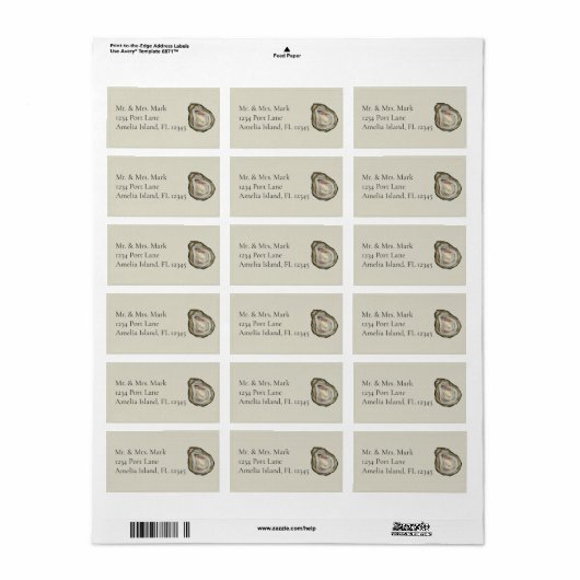 Oyster Shells Wedding Address Label (Full Sheet)