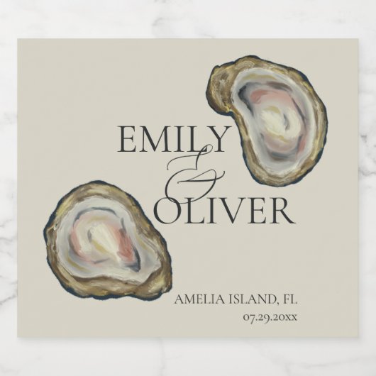 Oyster Shells Wedding Bier Etiket (Enkel label)
