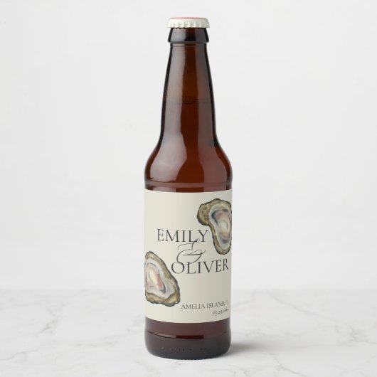 Oyster Shells Wedding Bier Etiket (Voorkant)