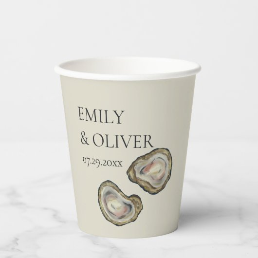 Oyster Shells Wedding Papieren Bekers (Voorkant)