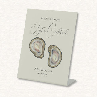 Oyster Shells Wedding Reclamebord Met Voetstuk