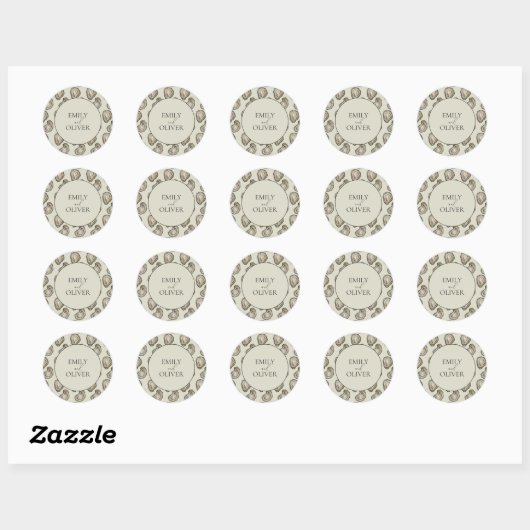 Oyster Shells Wedding Ronde Sticker (Vel)