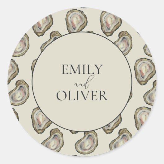 Oyster Shells Wedding Ronde Sticker (Voorkant)