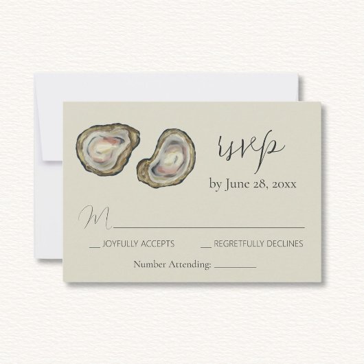 Oyster Shells Wedding RSVP Response Kaart