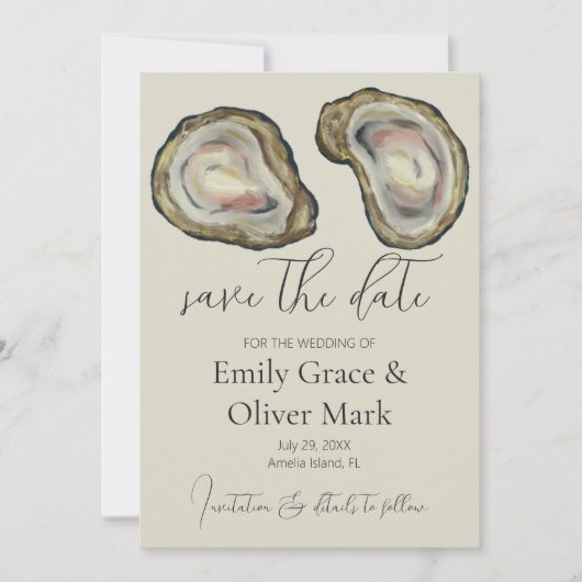 Oyster Shells Wedding Save the Date (Voorkant)