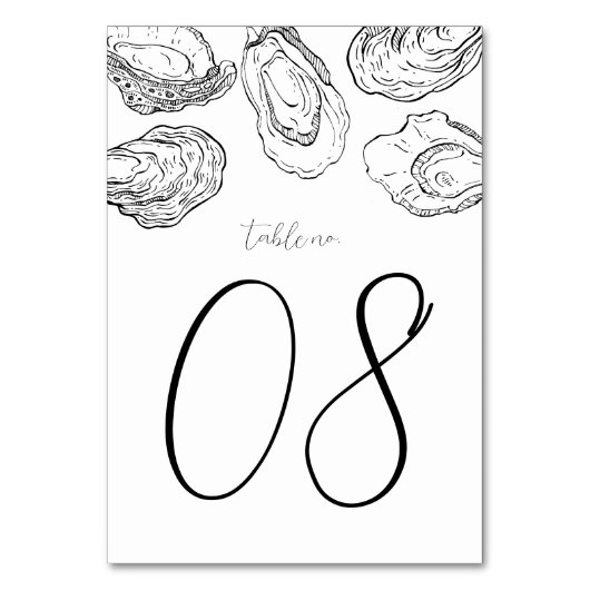 Oyster Shucking Party en Trouwtafelnummer Kaart (Voorkant)