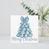 Oyster Tree Boog Preppy Prettig Kerstmis Coquette Feestdagenkaart (Staand voorkant)