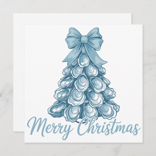 Oyster Tree Bow Preppy Merry Christmas Coquette Feestdagenkaart (Voorkant / Achterkant)