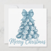 Oyster Tree Bow Preppy Merry Christmas Coquette Feestdagenkaart (Voorkant)