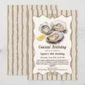 Oyster Verjaardagsfeestje | Elegante Kust Kaart (Voorkant / Achterkant)