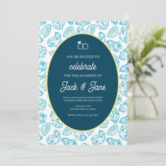 Oyster verlovingsfeest uitnodiging (Staand voorkant)