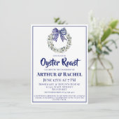 Oyster Wreath Blue Striped Ribbon Engagement  Kaart (Staand voorkant)