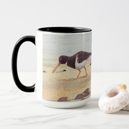 Oystercatcher Zeevogel Wildlife Verjaardagskoffie Mok (Met donut)