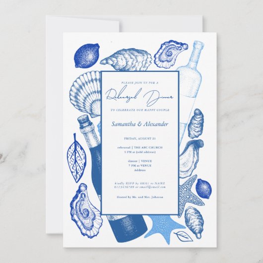 Oysters bruiloft repetitie diner welkomstfeest kaart (Voorkant)