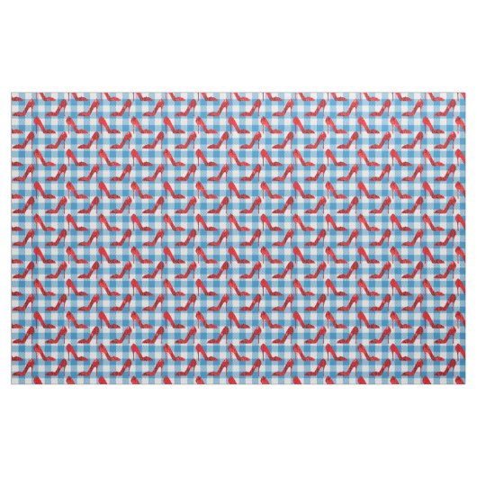 Oz Blue Gingham Ruby slippers Stof (Fat Quarter)
