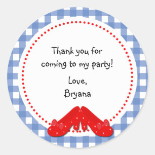 Oz Gingham verjaardagsfeestje favor sticker labels