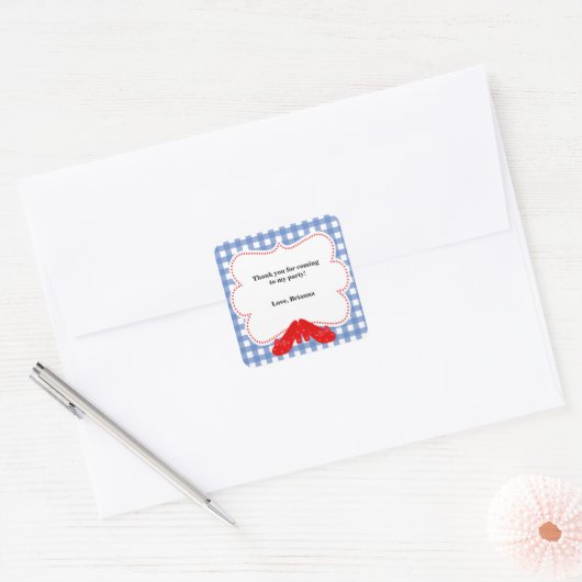 Oz Gingham Verjaardagsfeestje Sticker Labels (Envelop)