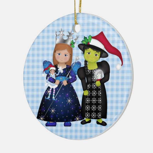 Oz-some Merry Kerstglinda en Woodheks 2 Keramisch Ornament (Links)