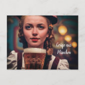 O'Zapft wel. Frau im Dirndl mit Bier München Wiens Briefkaart (Voorkant)